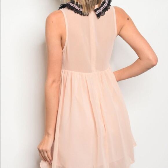 Babydoll Pink Dress Peter Pan Collar - Picture 2 of 7